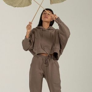 Indigo Luna Cropped Hoodie Grey